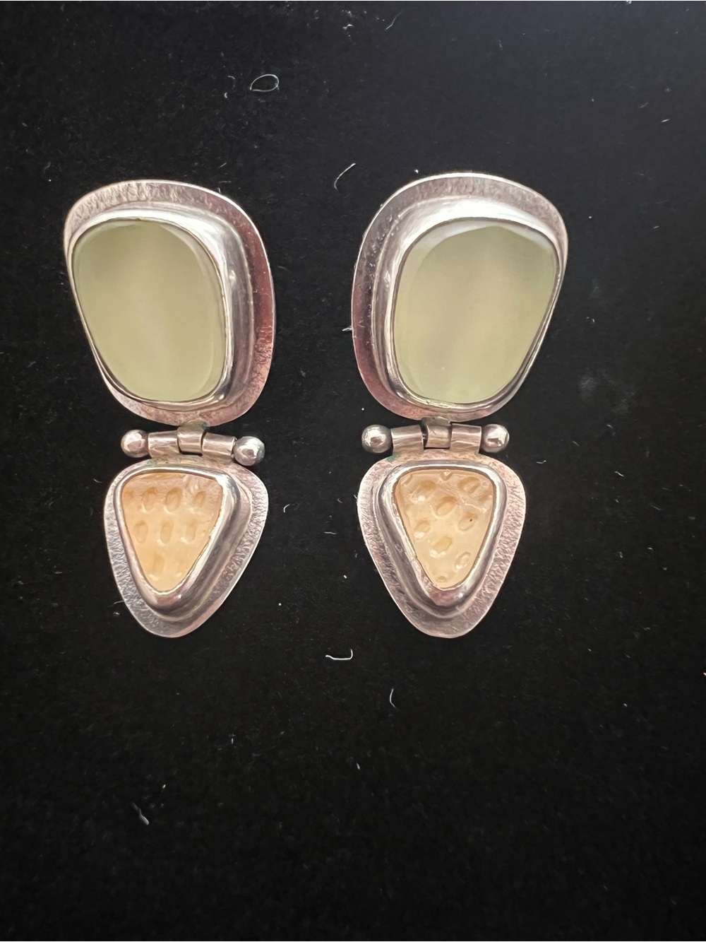 Amy Faust 925  Sea Glass Earrings Vintage Rare